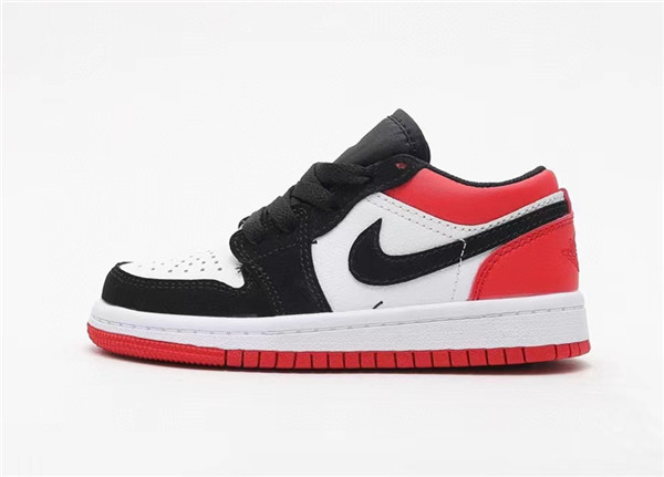 Youth Running Weapon Air Jordan 1 Black/Red/White Low Top Shoes 089